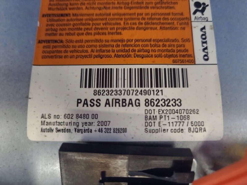 фото №5, Подушка воздушная dla пассажира volvo xc90 02-16 8623233