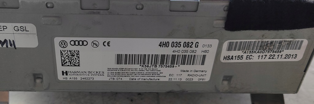 фото №3, Audi a8 d4 14r радио радиопроигрыватель 4h0035082g