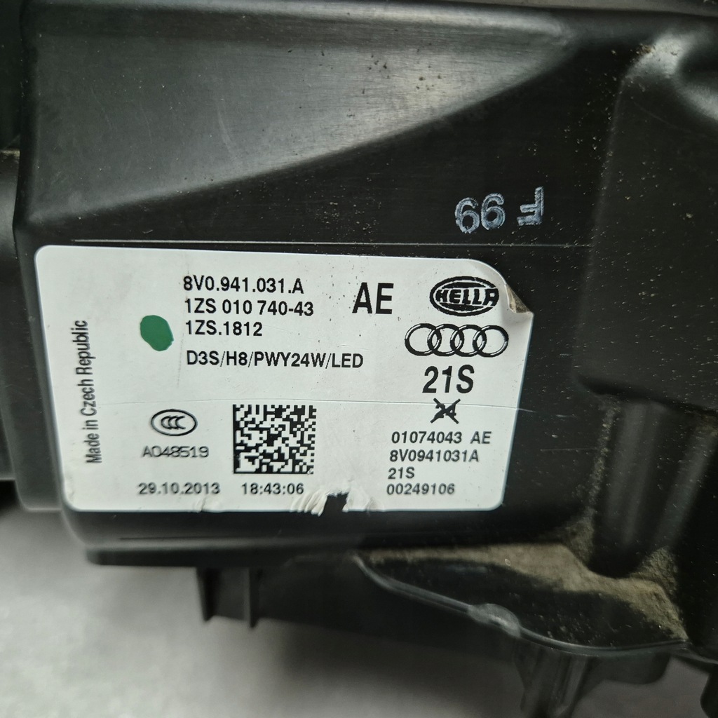 фото №7, Audi a3 8v лампа ліва ксенон led поворотна ei