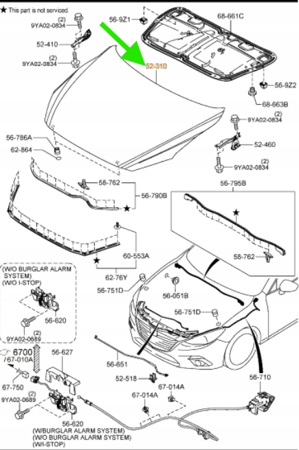фото №1, Капот двигателя оригинальный номер mazda 3 bm, bn bhy05231xa