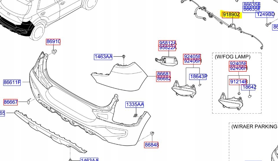 фото №1, Джгут бампера заднього kia rio / stonic 2016 - 20