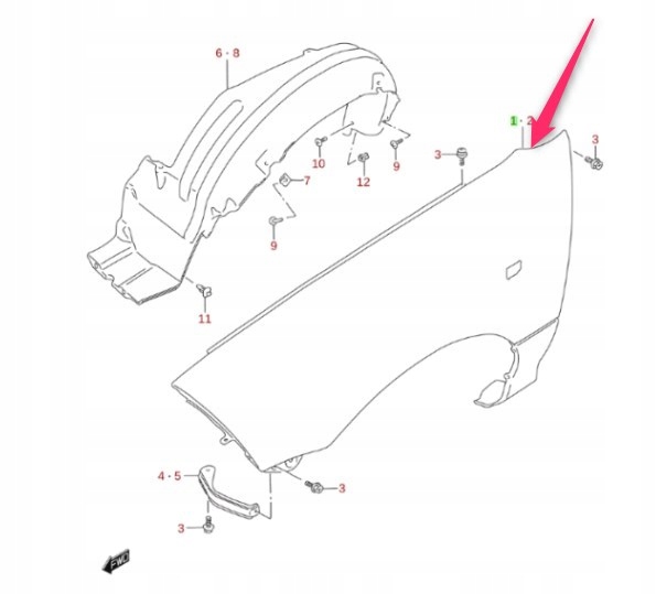 фото №1, Крыло передний правый suzuki