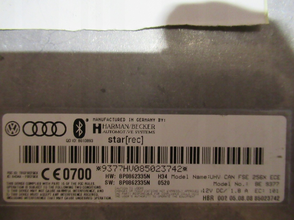 фото №3, Модуль bluetooth 8p0862335n audi a3 8p lift 08/12 rok