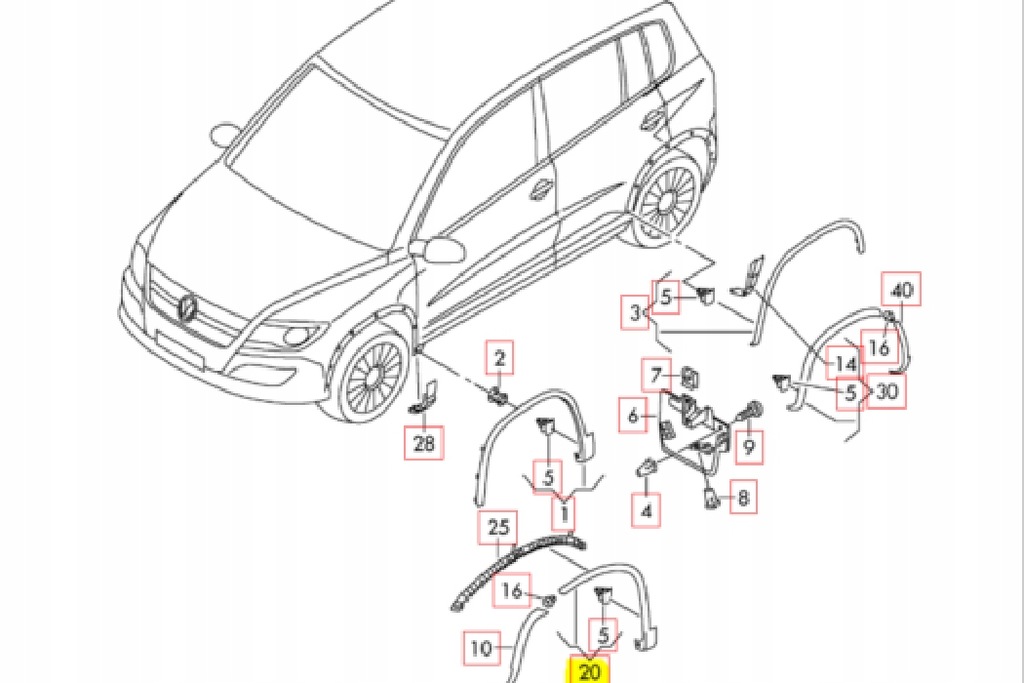 фото №11, Vw tiguan 5n накладка na подкрылок правое передние 5n0853718n9b9oryginalna