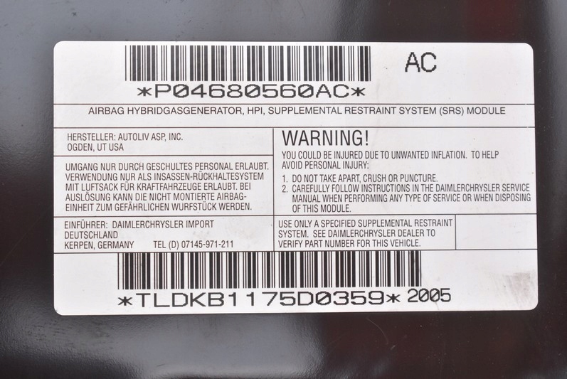 фото №6, Подушка безпеки подушка повітряна водія p04680560ac chrysler voyager 4 iv 00-07