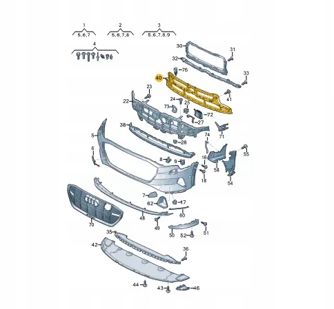 Audi e-tron sportback gea бампер передній середній решітка радіатора 4ke8076839b9 oem Ціна