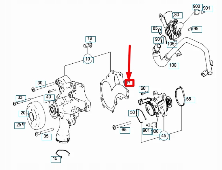 Mercedes-benz ml w164 прокладка насоса воды a1562010280 Киев