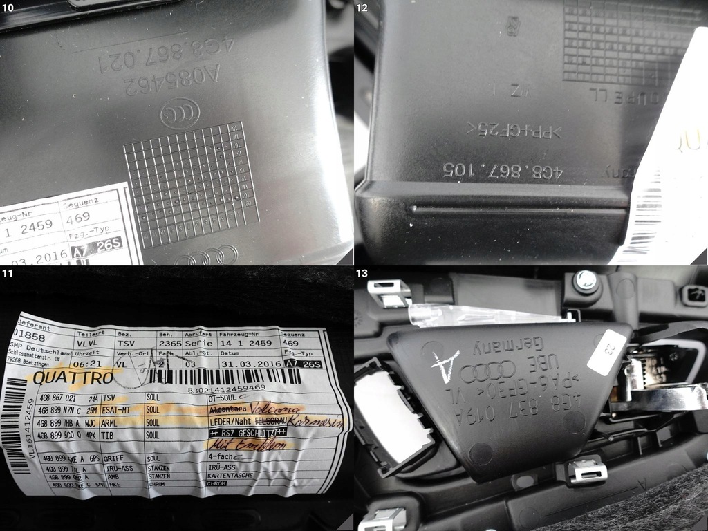 фото №11, Audi rs7 s7 a7 4g8 c7 10-18 обивка обшивка дверь левая перед exclusive