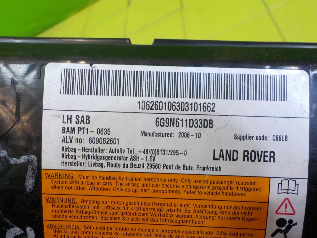 фото №6, Land rover freelander ii 06r подушка безопасности подушка сиденье левая перед 6g9n611d33db