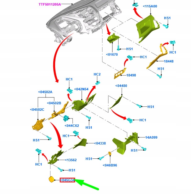фото №1, Ford tourneo custom передняя часть прибор buffer mat left rhd 1786925 original