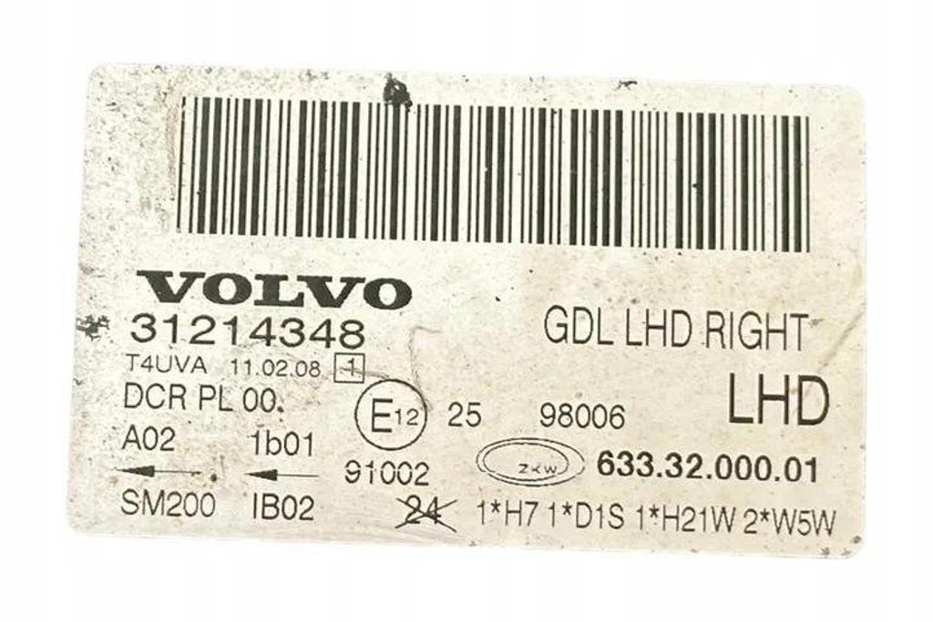 фото №9, Лампа правая передняя volvo v70 ii sw 31214348 2.0l бензиновый 132kw 2009
