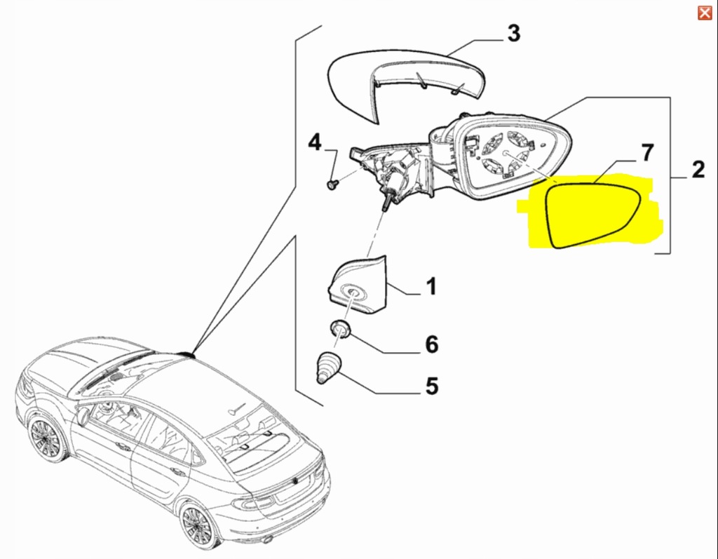 фото №1, Дзеркало заднього виду зовнішнє fiat tipo ліва org
