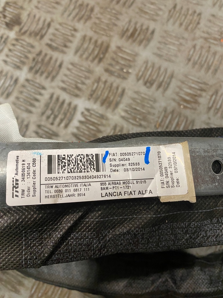 фото №3, Alfa romeo mito подушка безопасности шторка безопасности правая 505271070