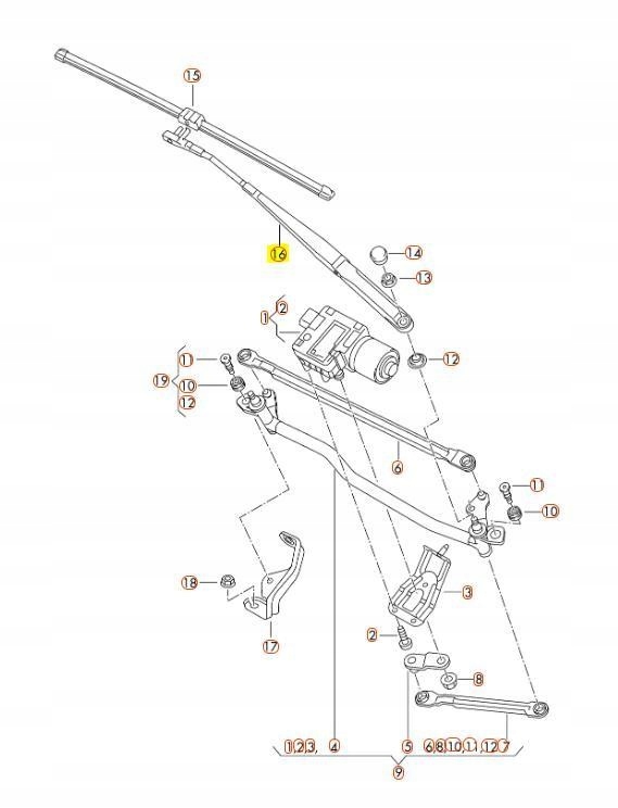 фото №7, Важіль двірники aero vag audi a3 2008 2013