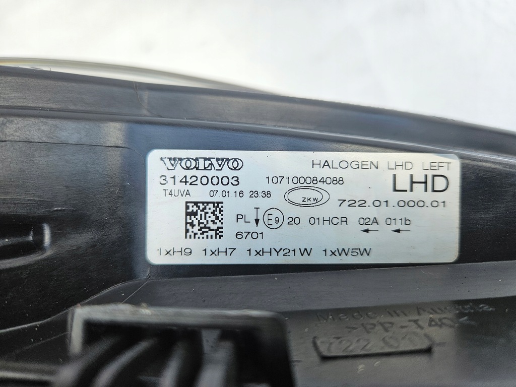 фото №6, Volvo v40 12-16 лампа ліва звичайна 31420003