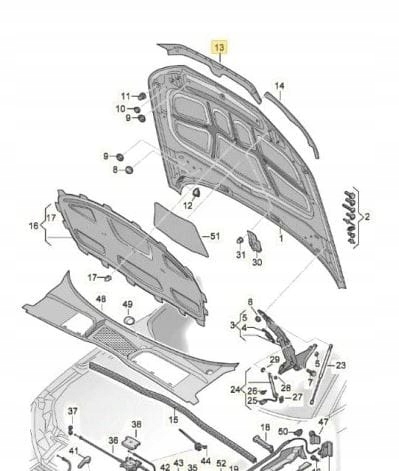 фото №8, Audi a5 ii 8w6 прокладка капот кришки 8w6823124