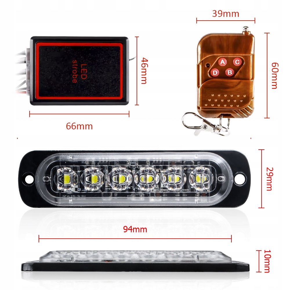4x led лампа помаранчева błyskowa попереджувальна pilot stroboskop programy Оригінал
