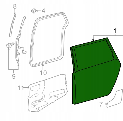 фото №1, Org! дверь задняя задние левая toyota sienna 2010-