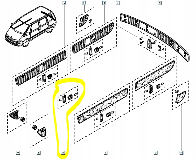 фото №8, Кліпси накладки двері renault espace 3 6025370285