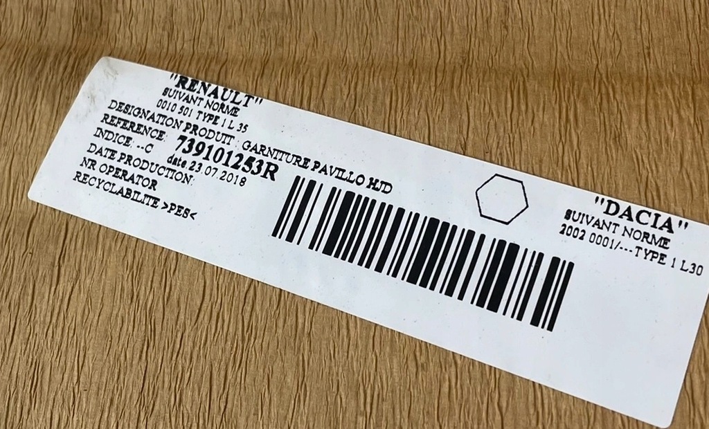 фото №12, Потолок потолок dacia duster ii 2 739101253r org