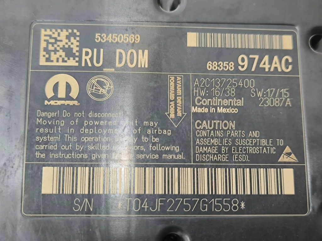 фото №6, Chrysler pacifica 2018 блок керування / модуль подушка безпеки