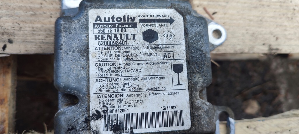 фото №4, Датчик подушка безпеки renault kangoo 550751800 8200098401