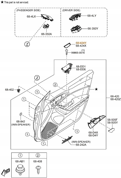фото №2, Заглушка ниша ручки дверь перед правая mazda 3 bm оригинал