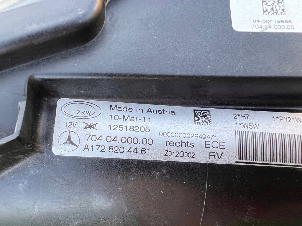 Купить Mercedes slk a1728204461 лампа передняя перед