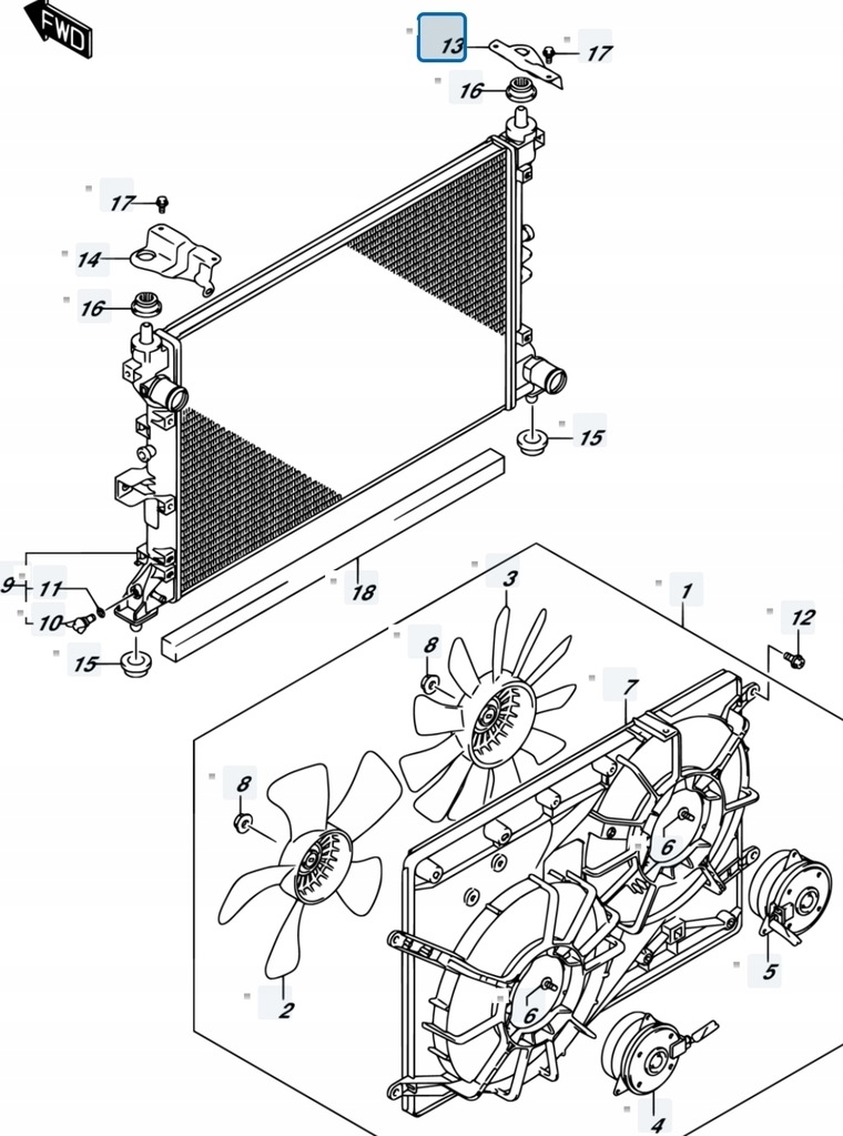 фото №7, Suzuki sx4 s-cross 18r 1.4t k14c lift кронштейн кронштейн радиатора правый