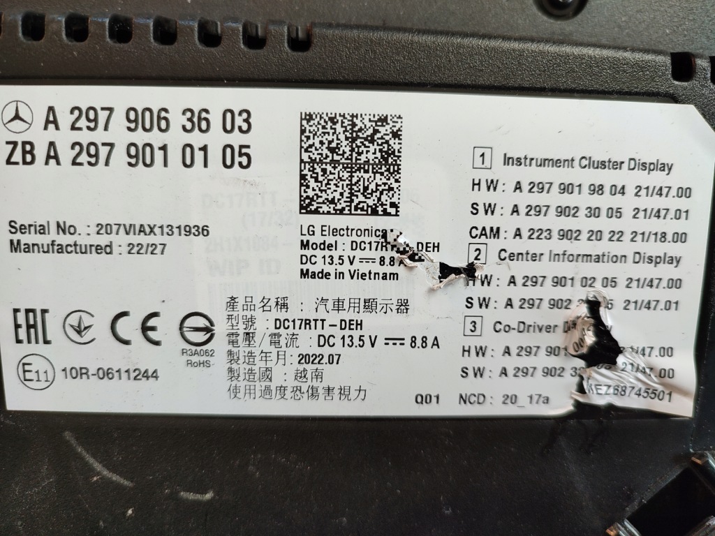 Монитор экран дисплей счетчик mercedes v297 eqs uk Цена