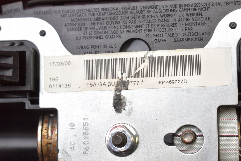 фото №10, Подушка безпеки подушка повітряна водія 96446972zd citroen c6 1 i 04-12