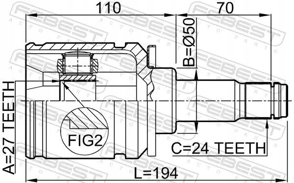 Шрус  піввісь 0111-mcv30lh febest lexus toyota Доставка