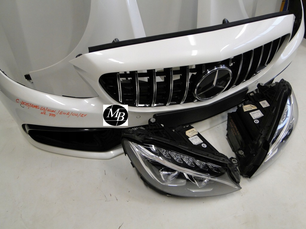 фото №11, Mercedes c klasa 205 kompletny перед капот бампер крылья лампы c63s 799