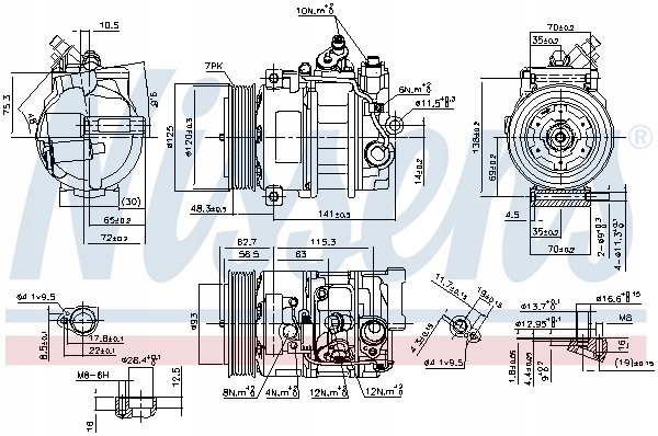 Компресор кондиціонера nissens 890322 Оригінал