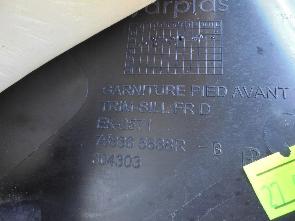 фото №6, Пластик захист поріг правий перед 768365638r renault clio 5 v 20r