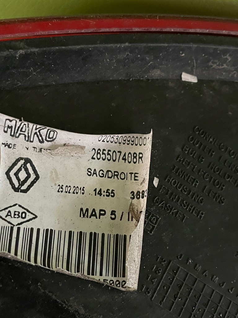 фото №3, Лампа левая задняя крыла renault clio 4 iv kombi