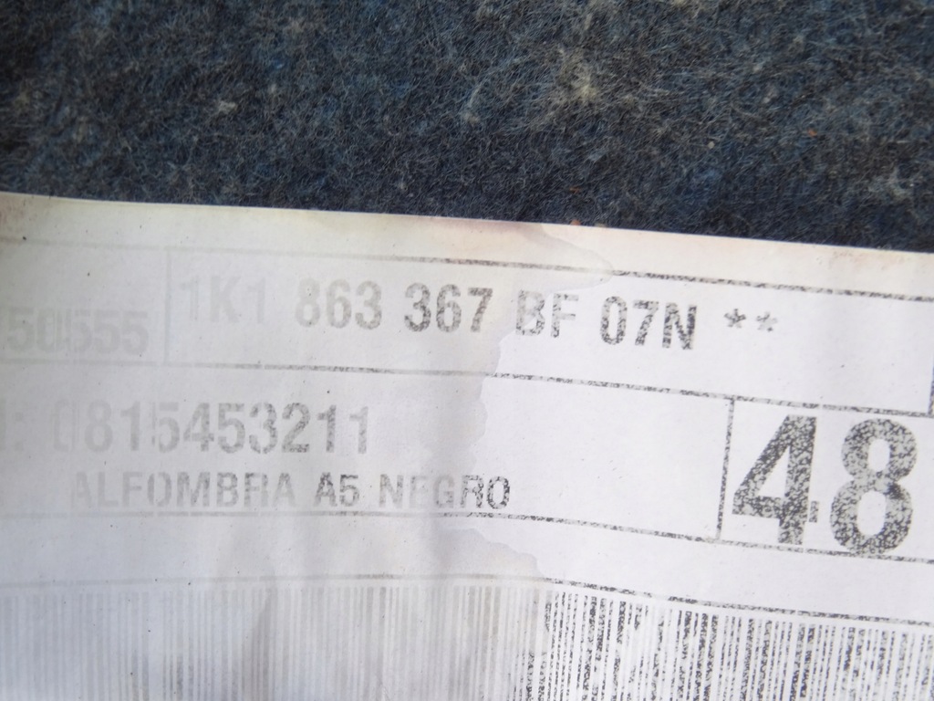 фото №8, Обшивка коврик vw golf v 5 vi 6 kombi 1k9 1k1863367bf