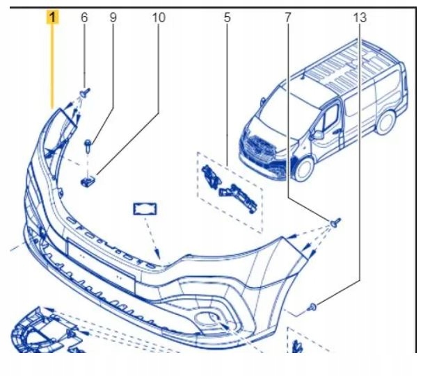фото №1, Бампер перед renault trafic iii - новий