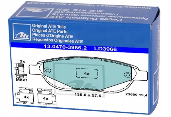 фото №1, Гальмівні колодки гальмівні ate do citroen c3 i 1.6 hdi