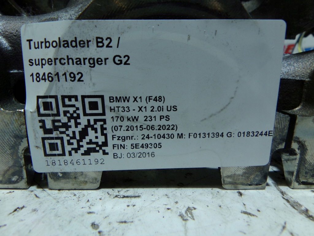 Bmw f39 f45 f48 mini f55 f56 f57 f60 турбонагнетатель 7641800 8626637 7651 km Цена