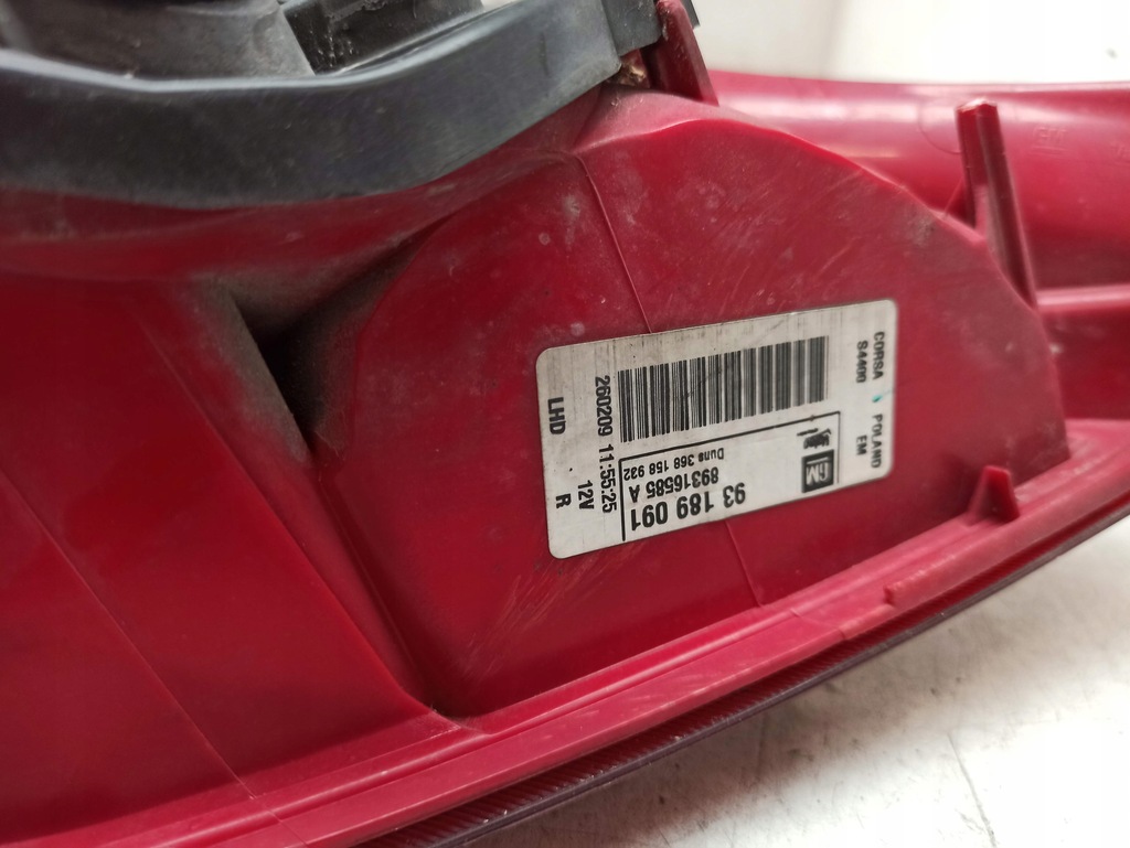 фото №6, Opel corsa d przedlift лампа правая задняя 93189091