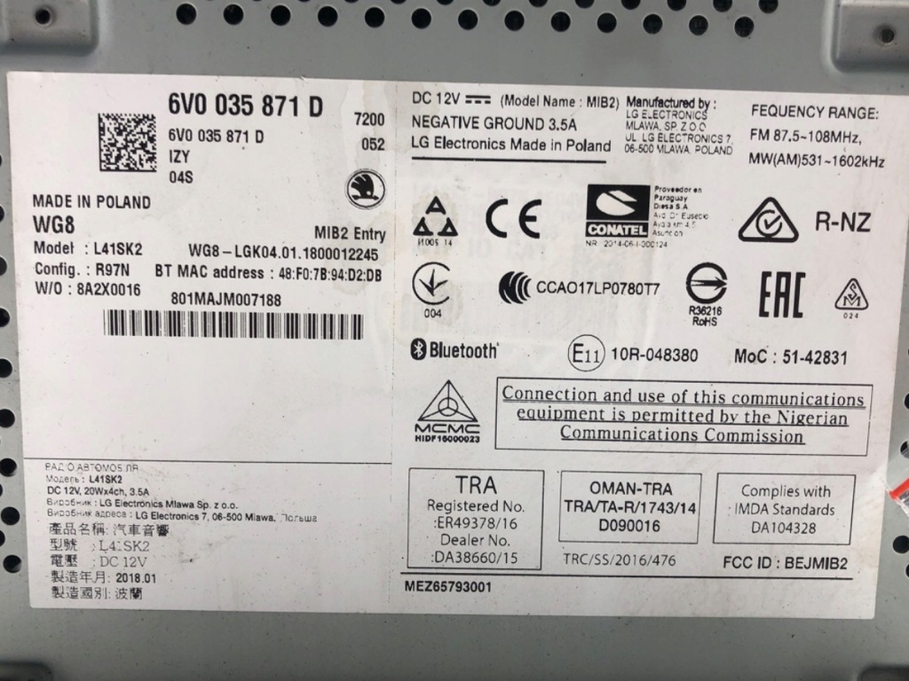 фото №5, Радіо skoda fabia iii 6v0035871d тюнер