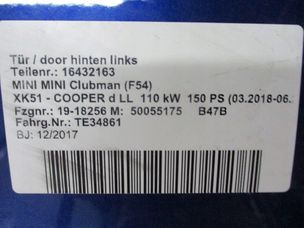 фото №12, Двері праве ліва задні mini f54 17r b62