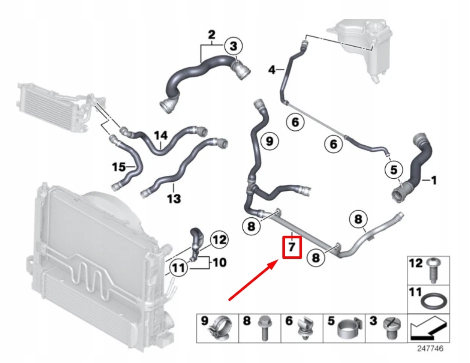 Пабтрубок  бака жидкость охлаждающий двигателя bmw x1 e84 17127639029 7639029 oem с Разборки