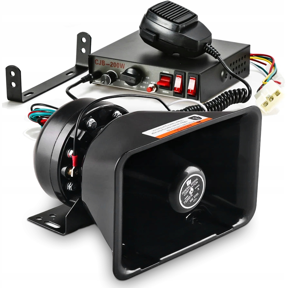 Сирена megafon клаксон 200w 9 tonów сигнал policja straż głośna 12/24v Киев