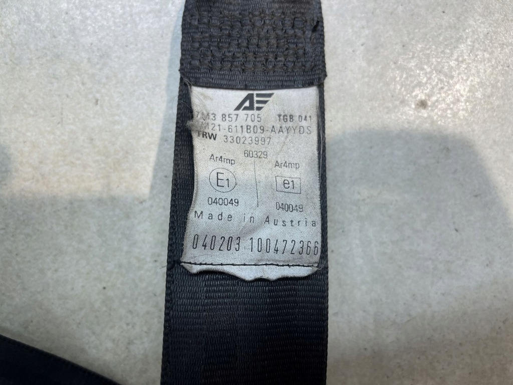 фото №5, Pas безпеки лівий перед volkswagen sharan 1.9tdi 7m3857705