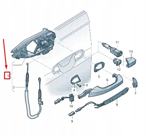 фото №1, Audi q8 4mn передняя часть left door handle mounting bar lhd 4n1837811b
