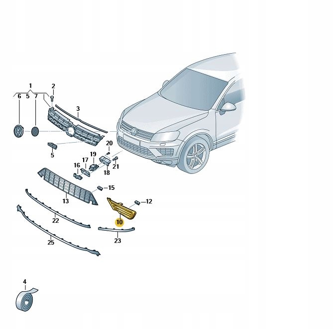 Решётка бампера решётка  vw touareg 7p rline правая Цена