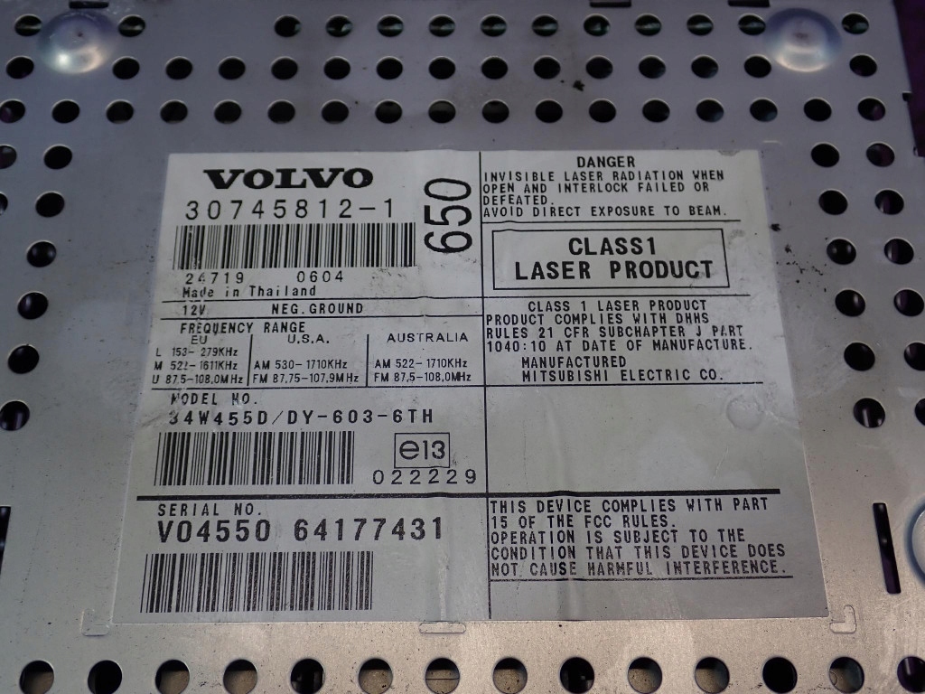 Купить Volvo s60 1 радио dy-603-6th hu-650 cd 30722446 247190604 34w455d