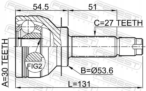 Шрус  полуось перед 0810-b13 febest subaru Доставка